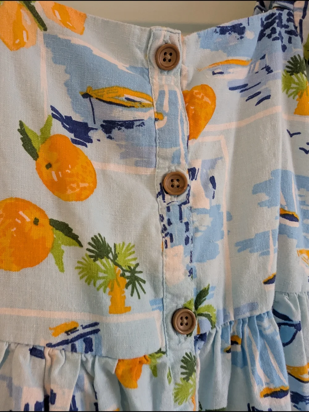 Gymboree Light Blue Tropical Button-Front Sundress